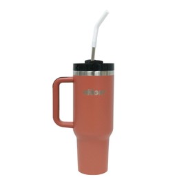 FIHIGHT Insulated,double-wall Tumbler 40 oz for Hot-12H and Cold-24 drinks.Stainless steel(inner 304,outer 201),also stainless steel straw with the silicon.Red Rust.More info below