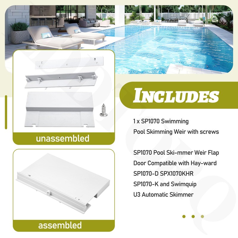 EddTorq SP1070 Pool Skimmer Weir Flap Door (8-3/8" Length, 5-1/4"