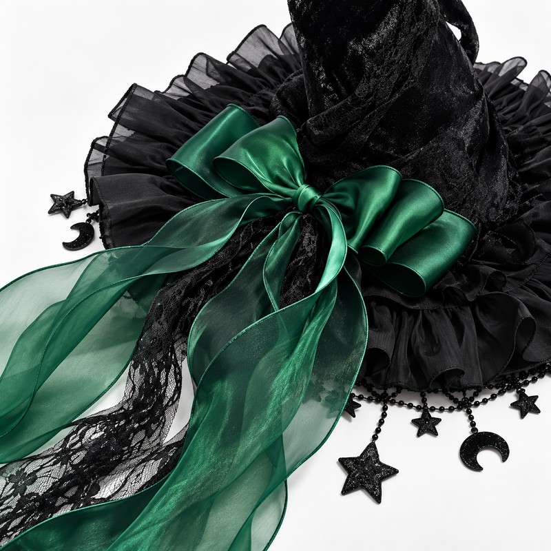 Lace Velvet Witch Hat for Halloween Costumes – Gothic Moon