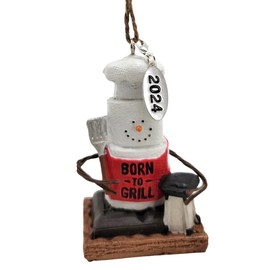 Grilling Gifts for Men Smores Ornament BBQ Ornament - Born to Grill Smoker with Year Hang tag Comes in a Gift Box