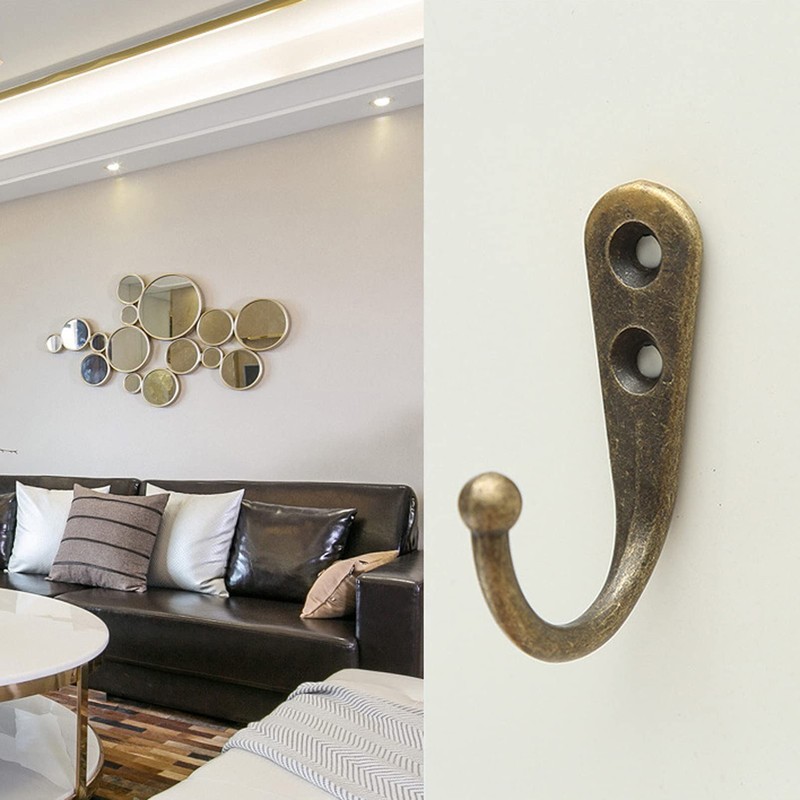 Lansonee 4 PCS Wall Mounted Hooks Coat Hooks Retro Door