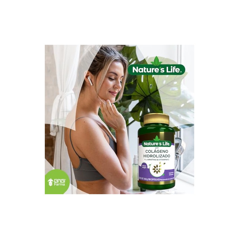 Nature Life Colágeno Hidrolizado Puro Ornitina Vitamina Suplemento Alimenticio Piel