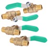 4pcs 1/4in Ball Valve Thicken Double External Thread Brass Drain