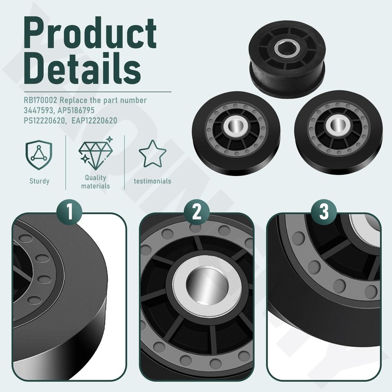 Upgraded Dryer Rebuild Kit, Include RB170002 Dryer Roller Kit &