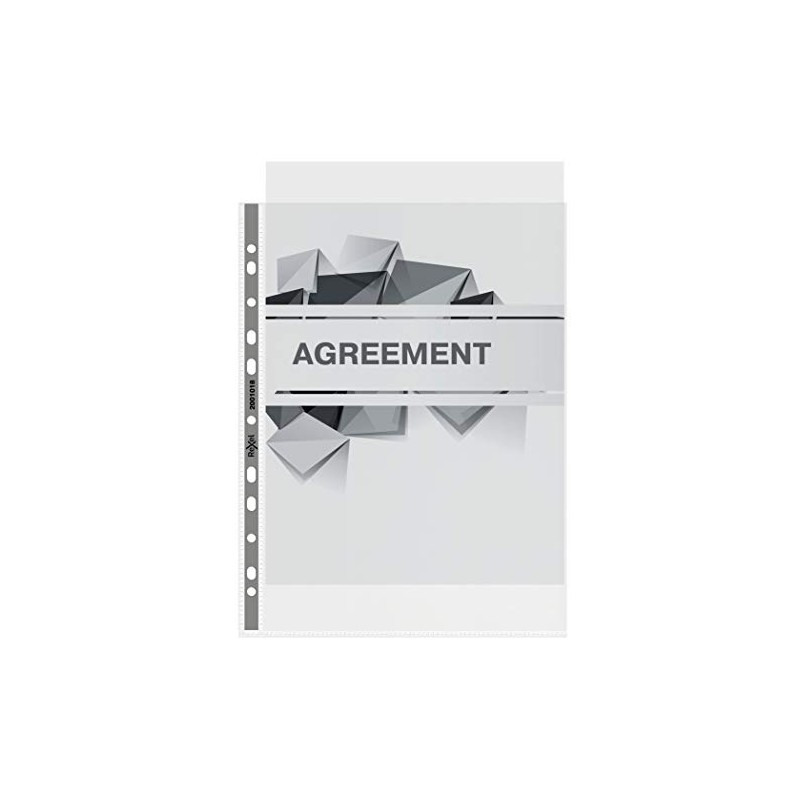 Rexel Nyrex Premium A4 Punched Pocket with Grey Spine, Clear,