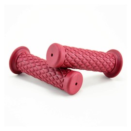 Augeny Motorcycle Hand Grips, 7/8" Vintage Non-Slip Rubber Handlebars, Soft Motorbike Thruster Grip for Hand Comfort, Universal Accessories for Motocross Scooter Dirt Bike (Wine Red)