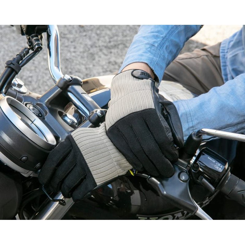 POWERAGE PG-23151-N.BK-L Motorcycle Gloves Rib Mesh Gloves Natural Black Size: