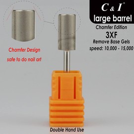 C & I Large Barrel Nail Drill Bit, Chamfer Edition, Professional E-File for Nail File Machine, Designed to Remove Nail Gels, Acrylics, and other nail color covers 3/32” (Triple Fine - 3XF)