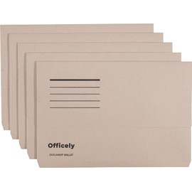 Officely Foolscap Document Wallets 285gsm - Buff (Pack of 5)
