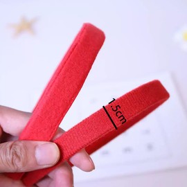 TSUOUKL 6 Stück rote Stirnbänder, rote Band-Accessoires, modische rote Haar-Accessoires, Samt-Stirnbänder für die Schule, Red Nose Day,Haarbänder für Mädchen