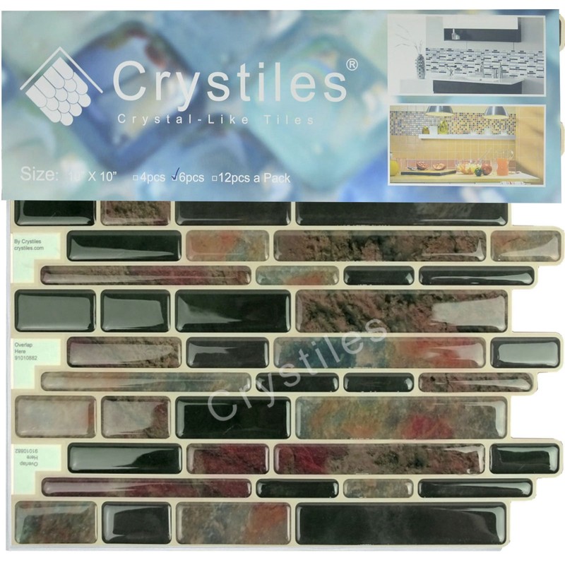 Crystiles 10"x10" Marble Peel and Stick Backsplash, Self-Adhesive Kitchen Backsplash