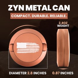 TuffTynz Premium Zyn Metal Can | Zyn Holder | Metal Zyn Container | Moisture & Odor Proof Container | Aluminum Zyn Can & Organizer | Dip Can | Zyn Tin | The Patriot (Knurled Edge, Copper)