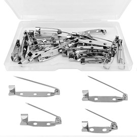 30 Pcs Safety Brooch Pins Set - 4 Sizes Pack, Brooch Pins, Silver Bar Pins with Reliable Back Clasp and Fastener for Pin Badges with Holes