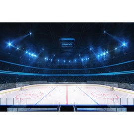 Ice Hockey Sports Backdrop Hockey Stadium Arena Ice Rink Photography Background Stage Lights Spotlight Match Games Backdrop Decors Ice Hockey Stadium Backdrop Background Banner Props 7x5ft