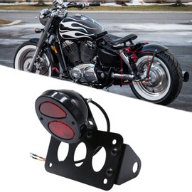 Rich Choices Motorcycle Tail Lights with Side License Plate Bracket Brake Lights Integrated Stop Light Waterproof Aluminum Universal 12V for Sportster 883 1200 Cruiser Bobber Chopper