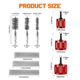 9Pcs Copper Pipe Cleaner for Drill Set, 1/2" 3/4" 1" Copper Pipe Cleaner with 1/4" Hex Shank, Replaceable Stainless Steel Brush Blades, Inner Wall Metal Tube Cleaner for Plumbing Removing Rust Stain