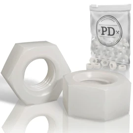 PD® Plastic Nuts M6 (DIN 555 / ISO 4034), High-Quality PA Nylon Hex Nuts, Hex Nut Plastic Nut for Screws, Threaded Bolts and Threaded Rods, Pack of 25