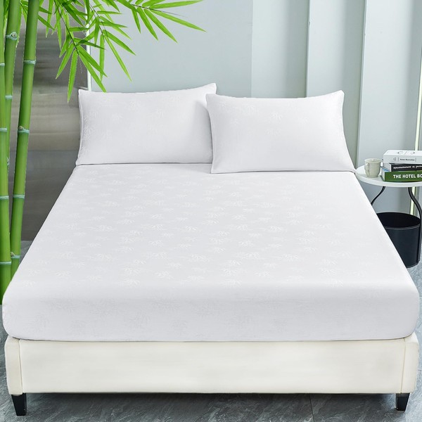 HCORA 100% Viscose Derived from Bamboo Fitted Sheet with Pillow