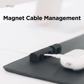 elago Magnetic Cable Management Organize 4 Cables, Powerful Magnets, Wire Holder Keeper Organizer Phone Home Office Desk Compatible with Magnetic Pad (1 Slot +3 Slot Set)[Black]