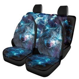 Jeiento Galaxy Wolf Universal Seat Covers Set of 4 - Front and Rear Automotive Seat Covers, Fit SUV, Truck, Sedan