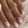 Uñas postizas Ombre cortas ovaladas, 32 piezas, 16 tamaños, uñas