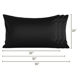 NTBAY Zippered Satin Pillow Cases for Hair and Skin, Luxury King Hidden Zipper Pillowcases Set of 4, 20x36 Inches, Black