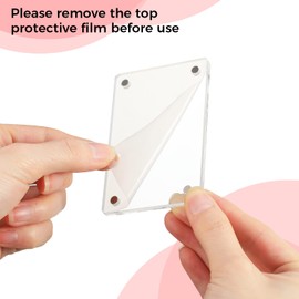 12 Piece Acrylic Fridge Magnetic Frame， Mini Double Sided Refrigerator Magnet Picture Frame Clear Frameless Display Frame for Cards Memcpiece s Pictures Stamp Photo Booth Locker, 2.36 x 3.54 Inches