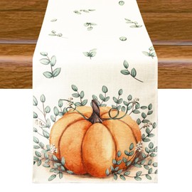 Aitsite Autumn Table Runner, Kitchen Table Decoration, Pumpkins, Autumn Table Runner, Outdoor Holiday Decor, Table Runner, Autumn Decoration for Holiday, Party, Autumn Decoration, 40 x 180 cm