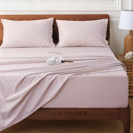 HYPREST Extra Deep Pocket Queen Sheet Sets Fits 18"-24" in Deep Mattress -100% Cotton Queen Sheet Set,Pink Hotel Luxury Soft Wrinkle Free Cooling Sheet Sets for Queen Bed Deep Pocket