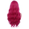 Women Hot Pink Wigs with Bangs Magenta Long Curly Wig