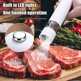 Sonhomay Electric Salt and Pepper Grinder Set Battery Powered, Automatic One Hand Operation with Adjustable Coarseness, Pepper Mill Grinder Refillable, 2 Pack Automatic Salt & Pepper Mill Shakers