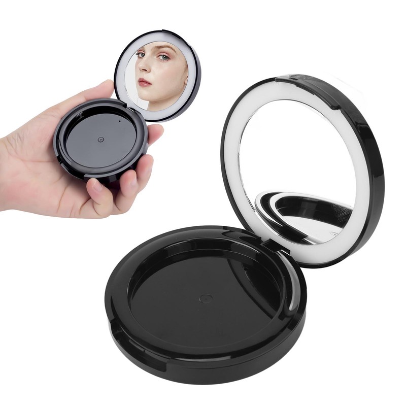 Cushion Foundation Case LED Light Round Mirror Compact Internal Case