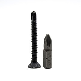 DOJA Barcelona Self-Drilling Screws with PH2-25 Tip 100 Countersunk Screws Diameter 4.8 x 50 mm DIN-7504P Black Galvanised Steel Self-Tapping Screws Drilling Screws for Metal