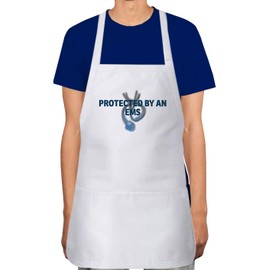 Makoroni - PROTECTED BY AN EMS Paramedic Doctor Nurse Apron Adjustable Kitchen Chef Apron with 2 Pockets Cooking Baking DesX19