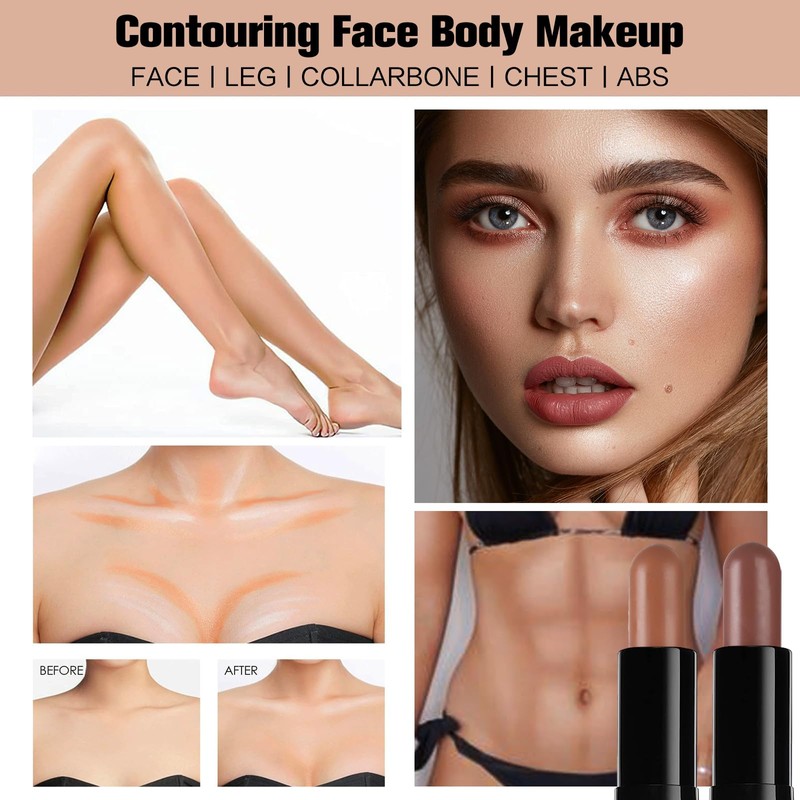 Contour Stick, 2Pcs Dual-Ended Highlighter Makeup Pen & Contouring Stick