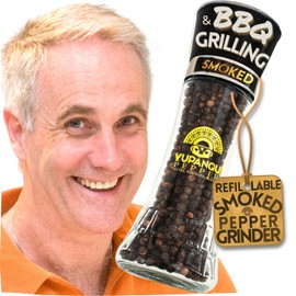 YUPANQUI Smoked Black Pepper Grinder Manual 3.5oz - Smoked Pepper Grinder with Peppercorns BEST Smoke Black Peppercorns Mill for BBQ Grilling & More