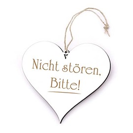 Engraved Door Sign with Heart Design 13 x 12 cm [German Language]