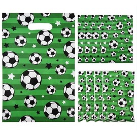 Ysqool 50PCS Soccer Goodie Bags Soccer Snack Treat Bags Plastic Gift Goody Bag for Kids Birthday Sport Theme Party Decorations