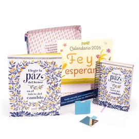 Pechi 2026 Gift Sets with inspirational Bible verse day planner, monthly planner and Calendar. Spiral or flexibound planners. (Blue white Spiral)