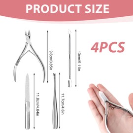 Nagelhautentferner, Nagelpflege-Set aus Edelstahl – Professionelle Nagelhautschere, Nagelhautschieber, Nageltrenner und Nagelfeile – Maniküre- und Pediküre-Set für die perfekte Nagelpflege