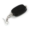 Black Glass Square Drop Earrings In Silver Tone - 60mm