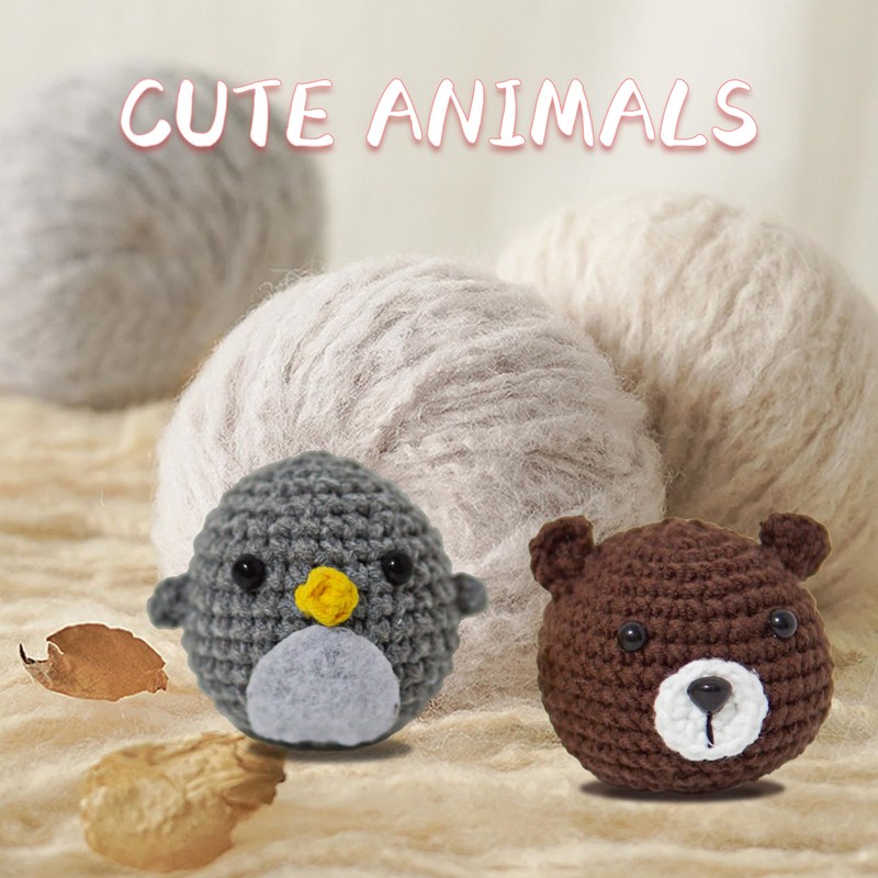 MENIBBLER 8Pcs Crochet Kits for Beginners, Animals Beginners Crochet Kit,
