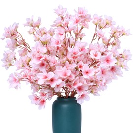 SITUMEIZI 6PCS Cherry Blossom Branches Decor Artificial Cherry Blossom Flowers 16" Fake Silk Flower Faux Real Touch Bouquet for Home Wedding Bedroom Japanese Garden Party Decoration(Pink)