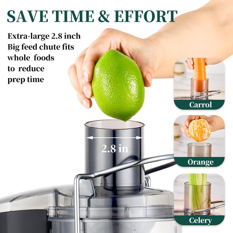 Juicer Machines, 2.8" Wide Feed Chute Centrifugal Juicer for Whole