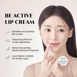 DAERA Crema Labial Be Active 6G: Mascarilla Coreana De Noche Hidratante, Humectante Y Voluminizadora Para Labios Secos. Acabado Brillante. Ingredientes Naturales. No Irrita. Suave Para Pieles