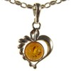 Baltic amber and sterling silver 925 cognac heart pendant (no