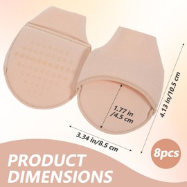 Xinjoduz 4 Pairs Forefoot Pads, Breathable Bunion Pads, Forefoot, Non-Slip, Half Socks, Invisible Foot Pads, Forefoot Socks for Heels, Women's Ballet Heels, Wedding Shoes