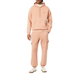 Lacoste Men's Regular Fit Non-Brushed Fleece Cargo Sweatpants, Latte, Medium