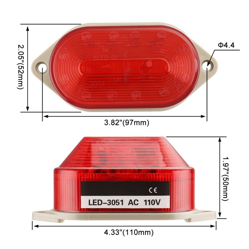 Baomain Industrial Signal Red Mini Warning Light Strobe Warning lamp