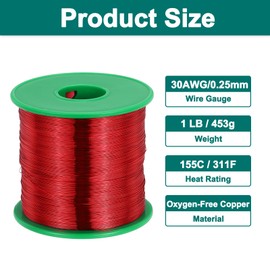 MECCANIXITY 30 AWG Magnet Wire, 30 Gauge Enameled Copper Wire, 1 Lb Magnetic Coil Wire for Transformer, Motor, Electric, 155C(311F)